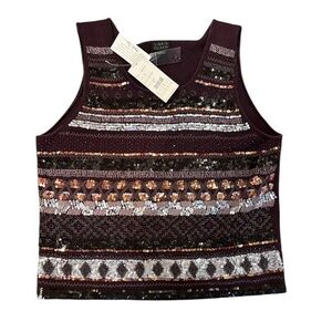 Sigrid Olsen luxury Embellished / Beaded sweater vest size XL New With Tags